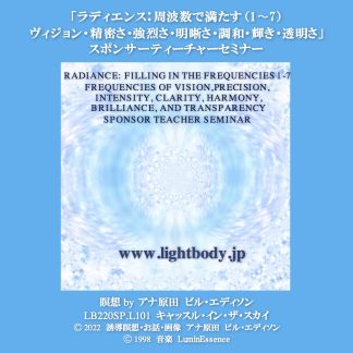 「ラディエンス:周波数で満たす(1〜7)ヴィジョン・精密さ・強烈さ・明晰さ・調和・輝き・透明さ」スポンサーティーチャーセミナー